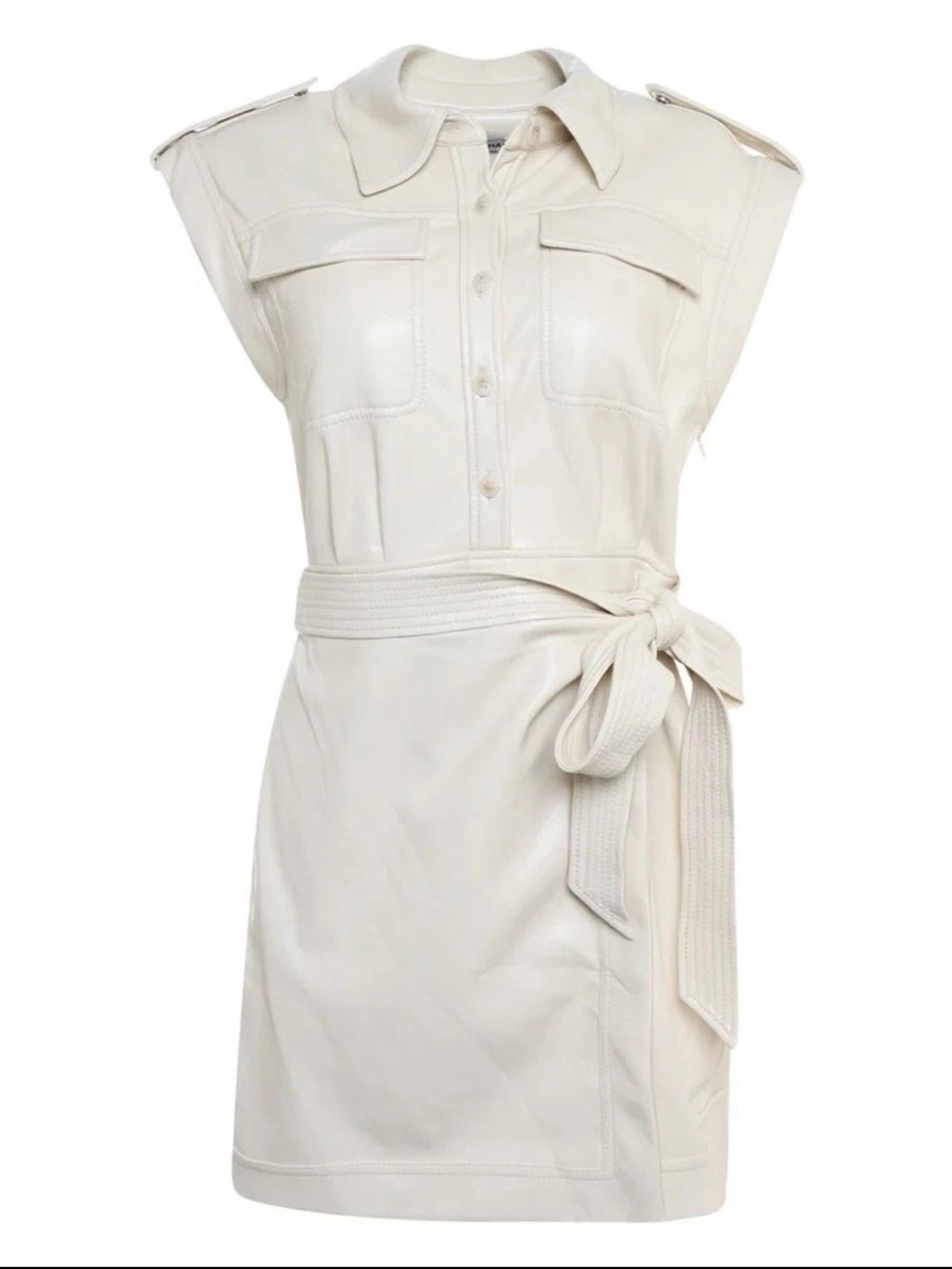 NWT SIMKHAI Lourdes Ceramic Lourdes Faux Leather Utility Dress - size 4 - Picture 4 of 8